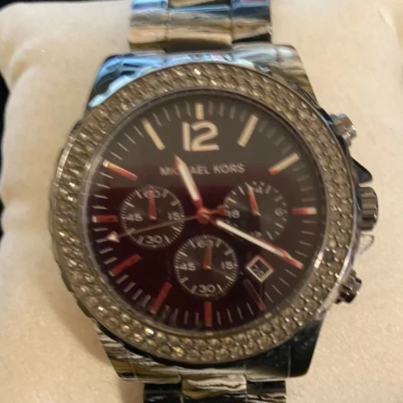 NWT Michael kors Zebra pattern watch Monroe Silver-Tone and Zebra Print Calf Hair Watch in BLACK  main image 2